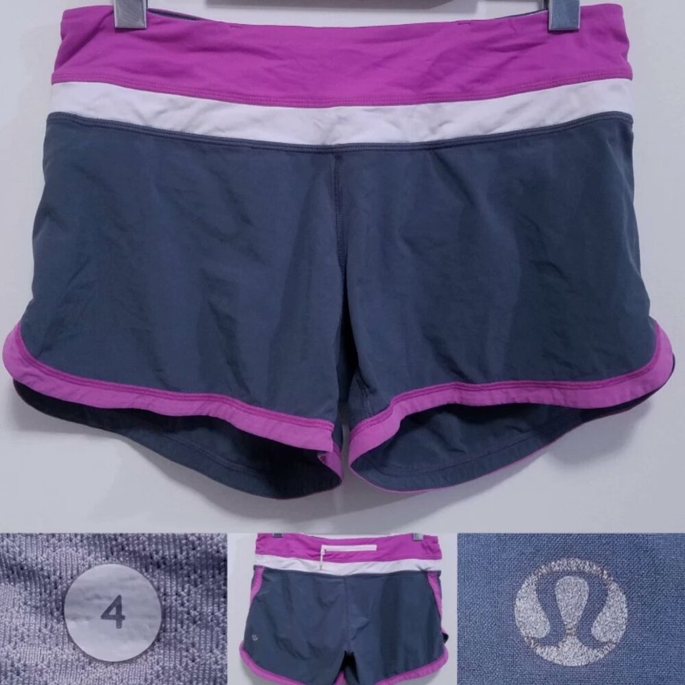 Lululemon Groove Speed Shorts 4 XS Woman's Purple Gray Run White Stripe